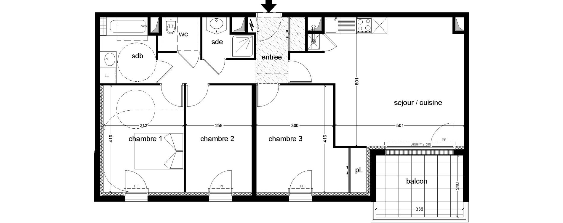Appartement T4 de 84,76 m2 &agrave; Chambray-L&egrave;s-Tours Centre
