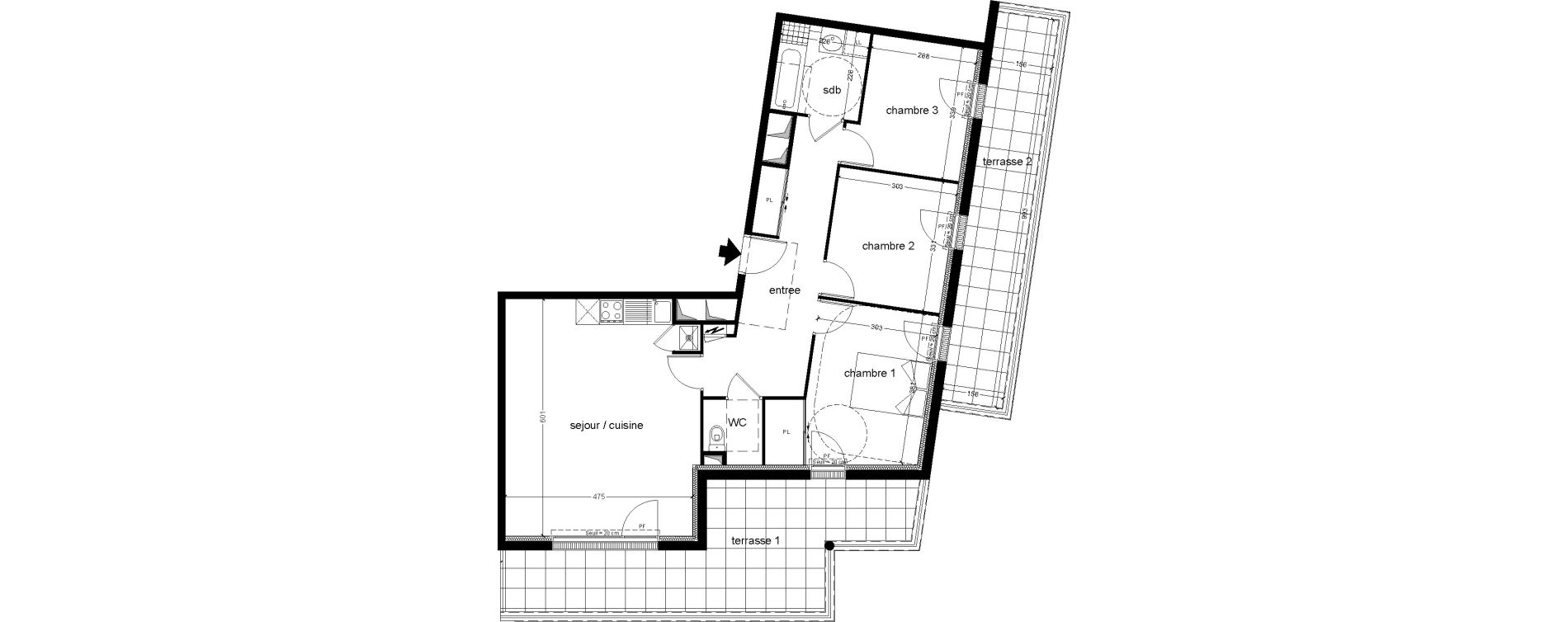 Appartement T4 de 83,37 m2 &agrave; Chambray-L&egrave;s-Tours Centre