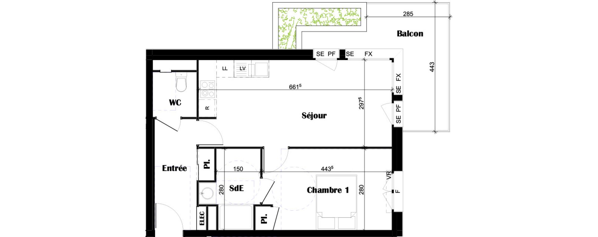 Appartement T2 de 45,85 m2 &agrave; Chambray-L&egrave;s-Tours Fontaine blanche