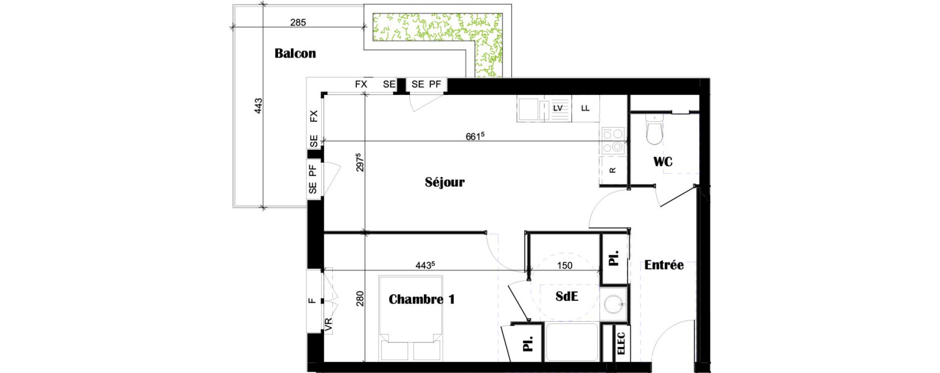 Appartement T2 de 45,92 m2 &agrave; Chambray-L&egrave;s-Tours Fontaine blanche