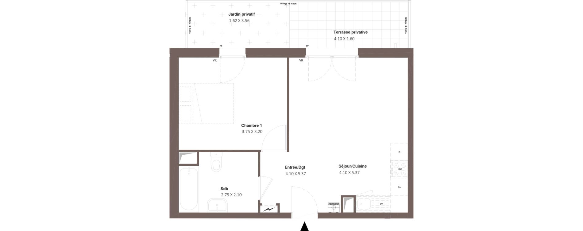 Appartement T2 de 40,92 m2 &agrave; Chanceaux-Sur-Choisille Centre