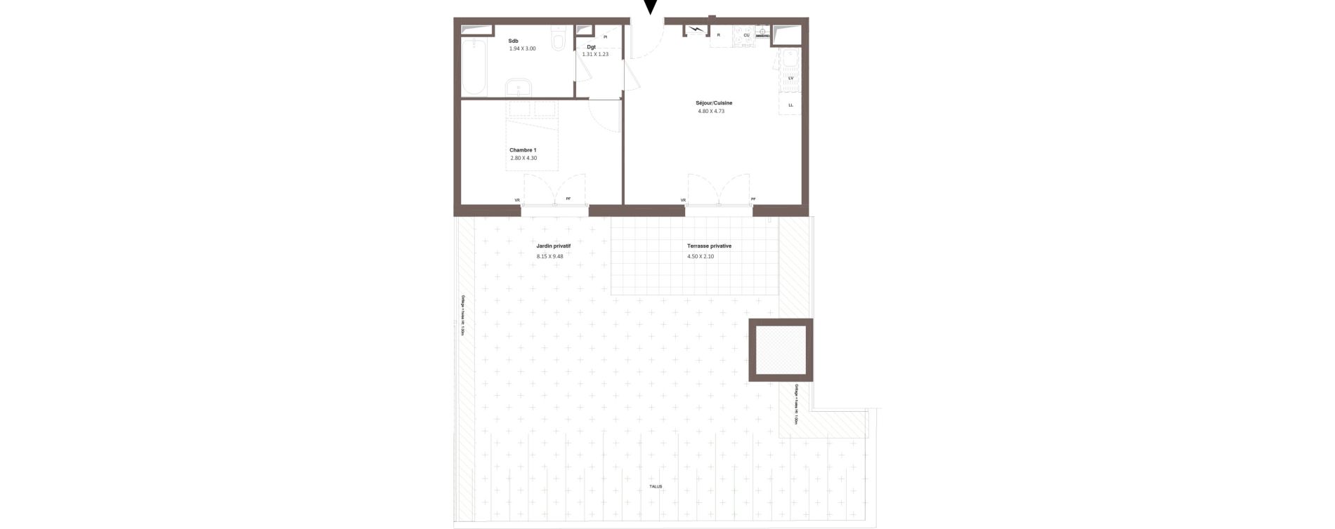 Appartement T2 de 41,65 m2 &agrave; Chanceaux-Sur-Choisille Centre