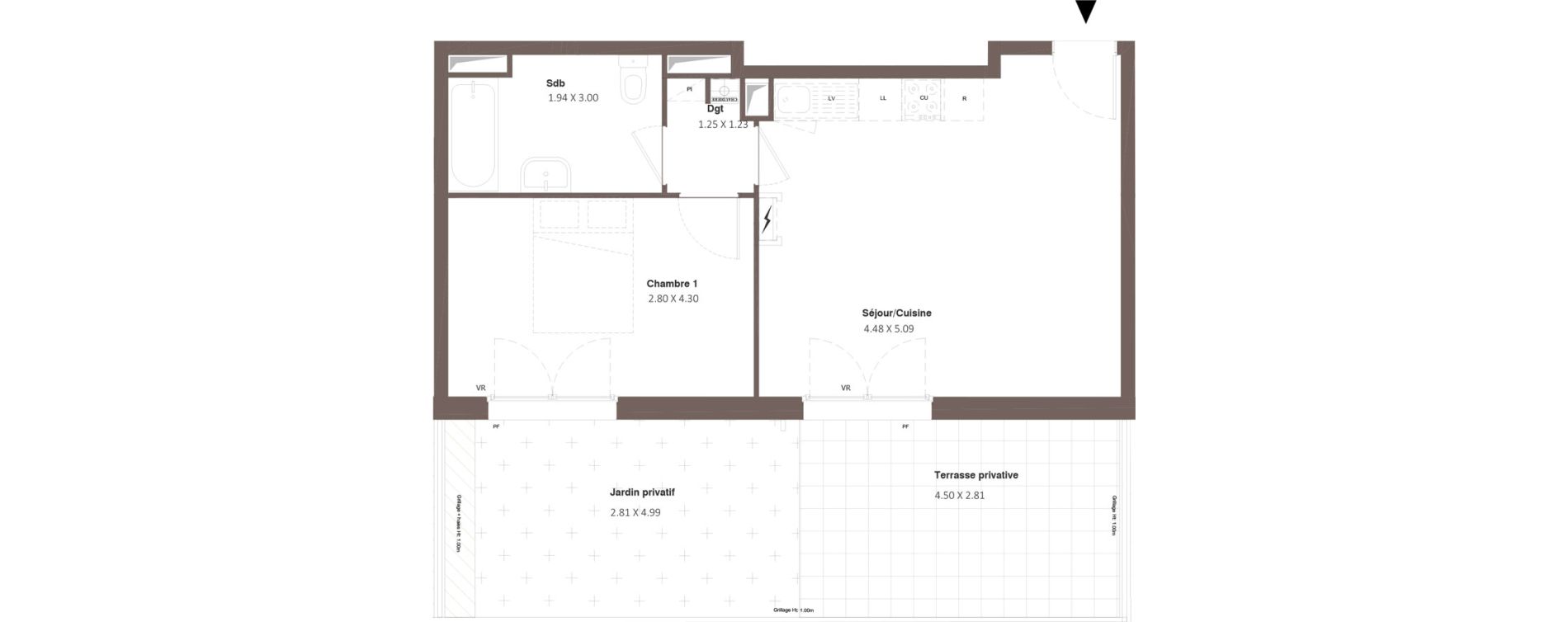 Appartement T2 de 42,25 m2 &agrave; Chanceaux-Sur-Choisille Centre