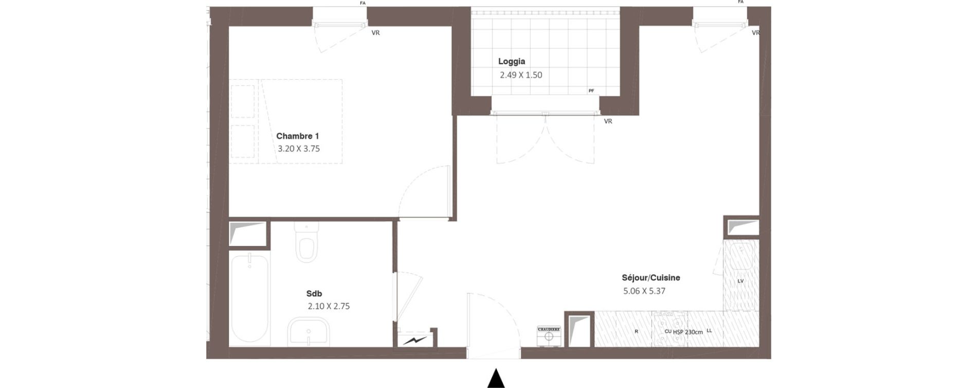 Appartement T2 de 41,04 m2 &agrave; Chanceaux-Sur-Choisille Centre