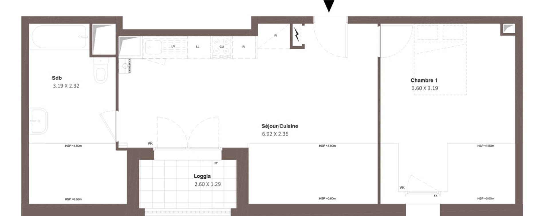 Appartement T2 de 40,16 m2 &agrave; Chanceaux-Sur-Choisille Centre