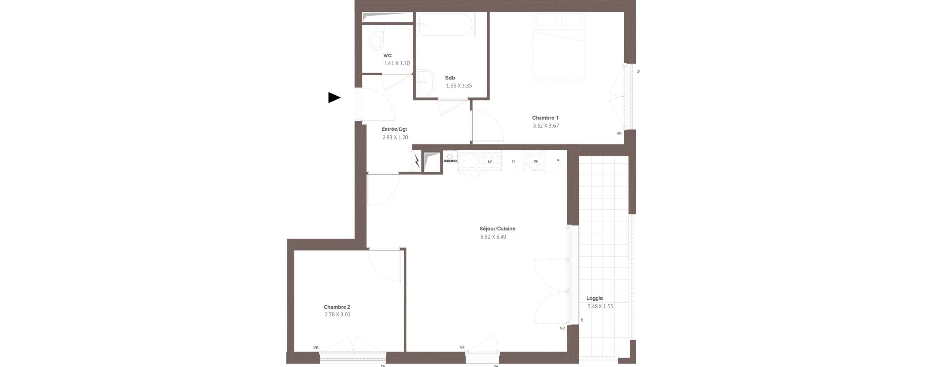 Appartement T3 de 59,57 m2 &agrave; Chanceaux-Sur-Choisille Centre