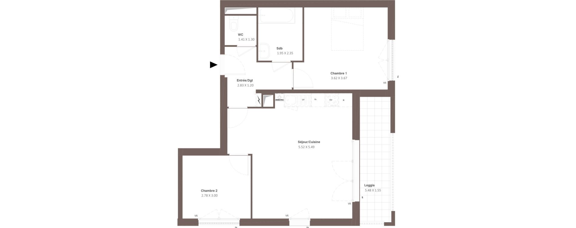 Appartement T3 de 59,57 m2 &agrave; Chanceaux-Sur-Choisille Centre