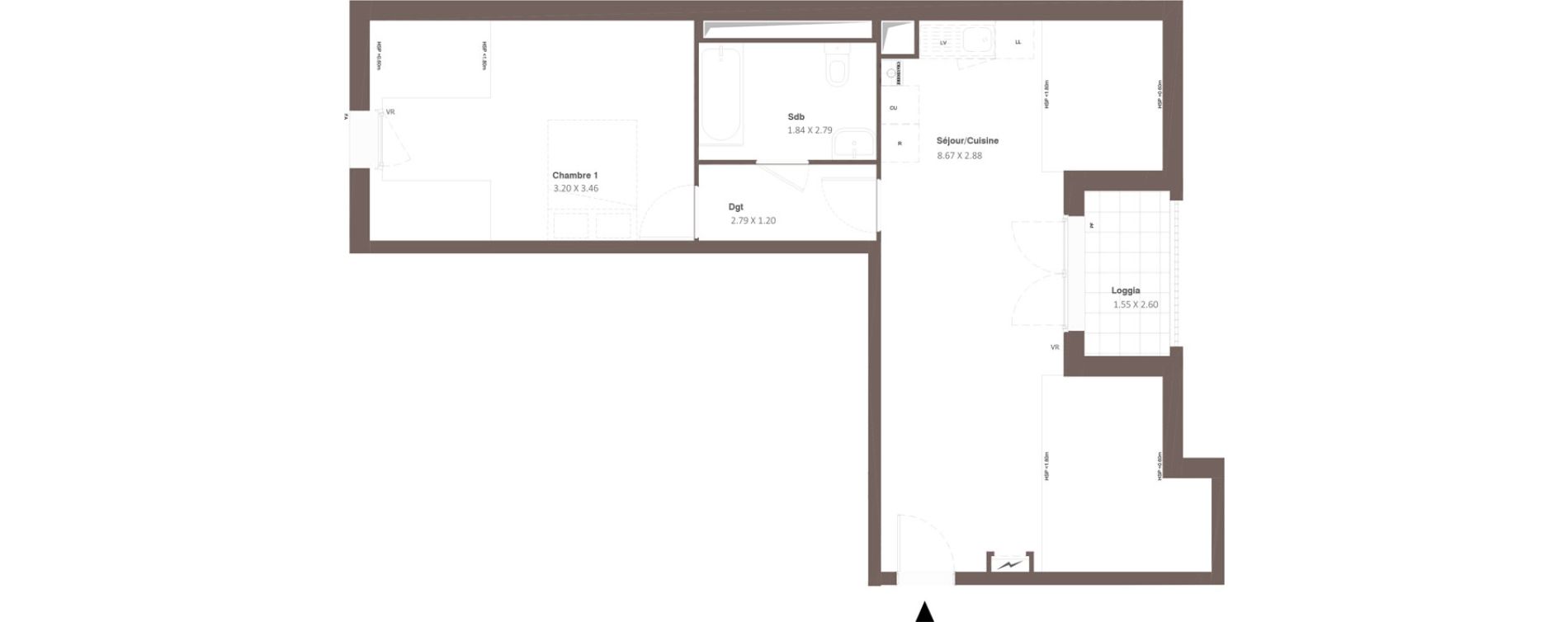 Appartement T2 de 44,22 m2 &agrave; Chanceaux-Sur-Choisille Centre