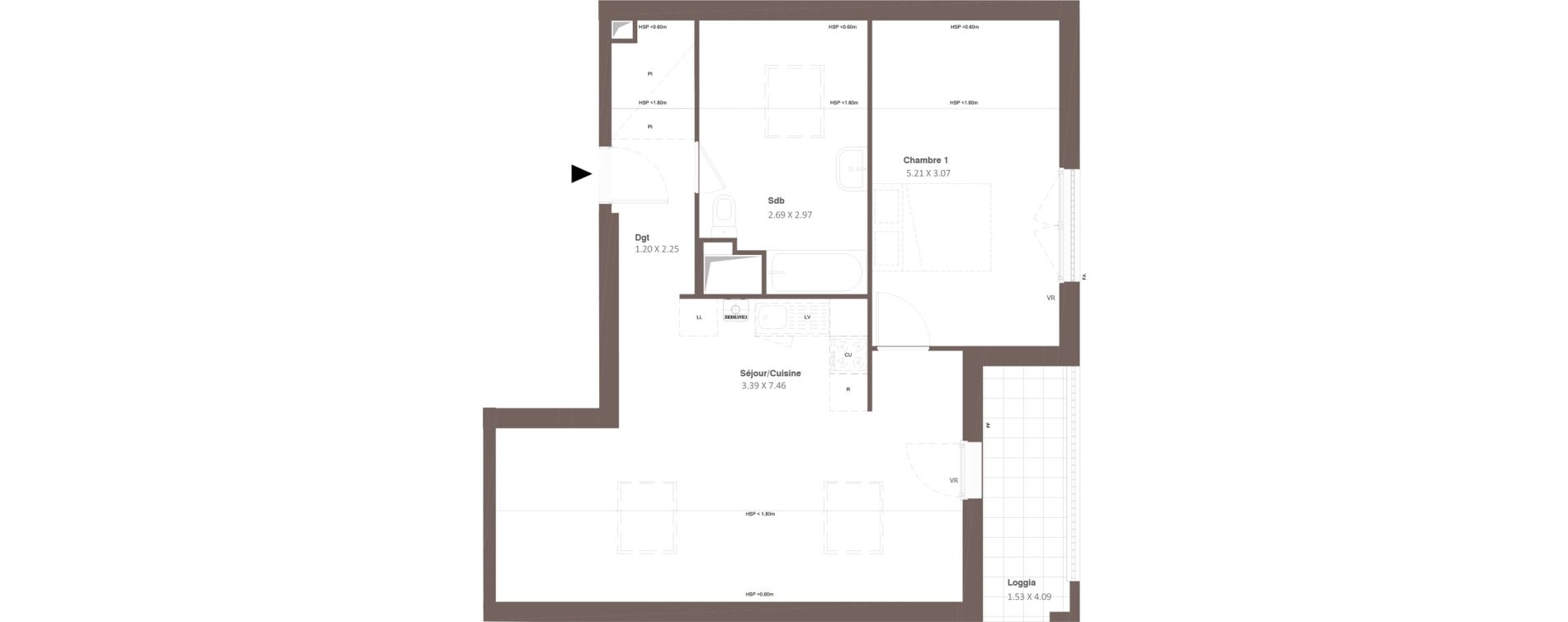 Appartement T2 de 42,16 m2 &agrave; Chanceaux-Sur-Choisille Centre