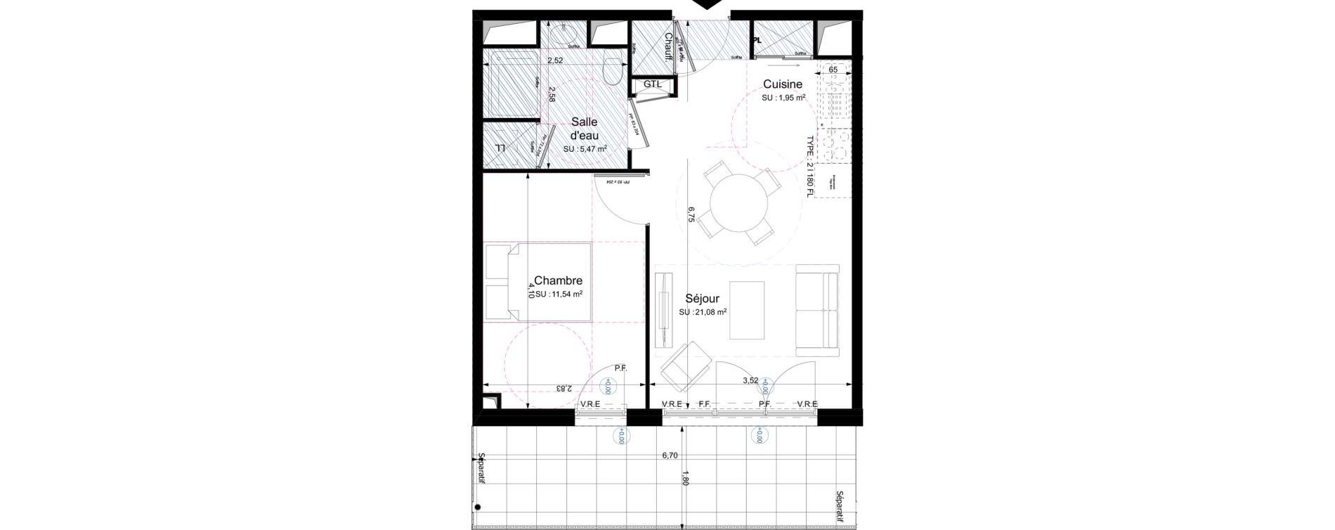 Appartement T2 de 40,04 m2 &agrave; Fondettes Centre