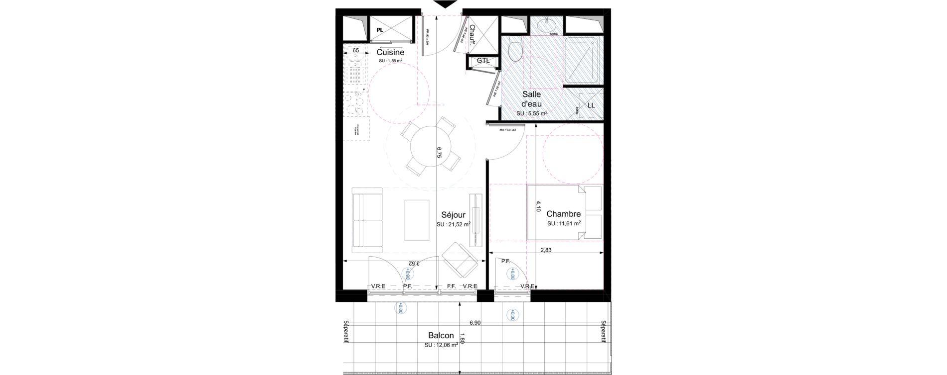 Appartement T2 de 40,24 m2 &agrave; Fondettes Centre
