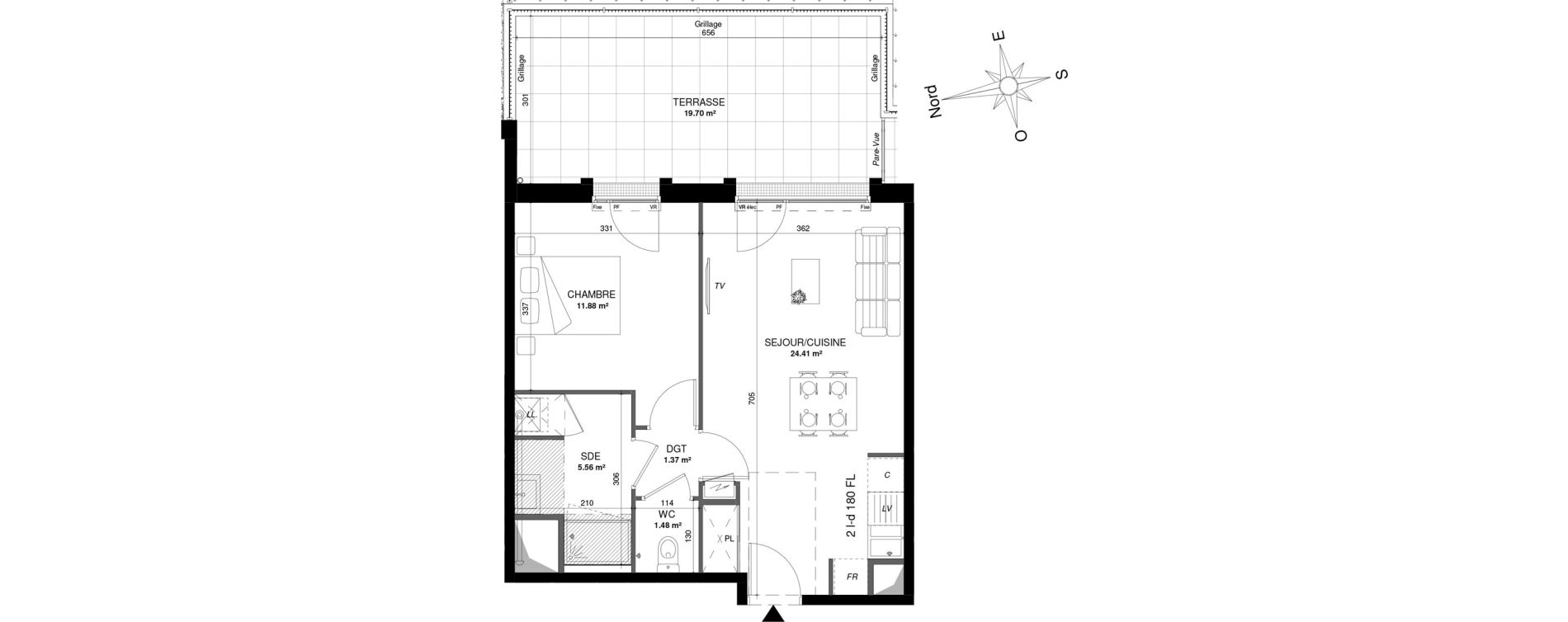 Appartement T2 de 44,70 m2 &agrave; Fondettes Centre