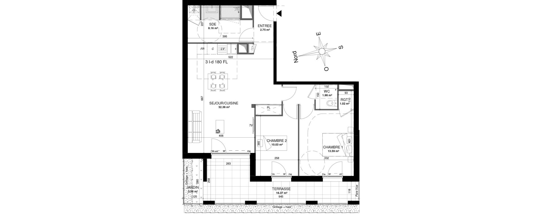 Appartement T3 de 72,21 m2 &agrave; Fondettes Centre
