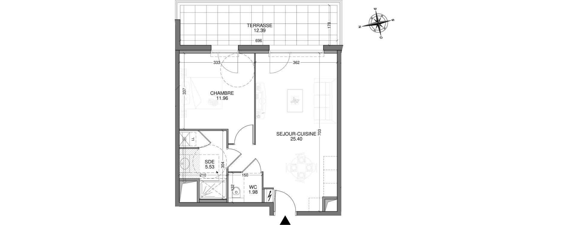 Appartement T2 de 44,87 m2 &agrave; Fondettes Centre