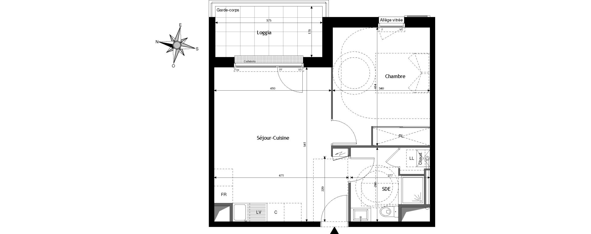 Appartement T2 de 43,44 m2 &agrave; Jou&eacute;-L&egrave;s-Tours Centre