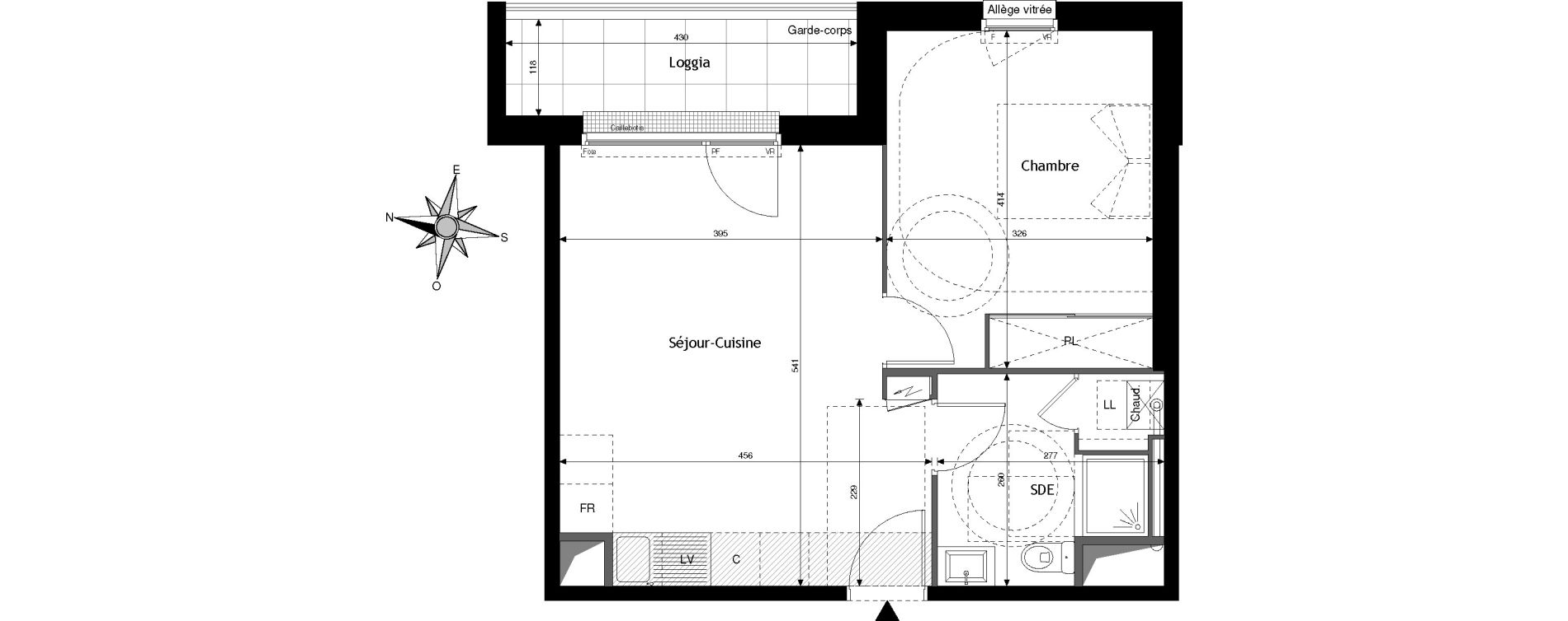 Appartement T2 de 42,10 m2 &agrave; Jou&eacute;-L&egrave;s-Tours Centre