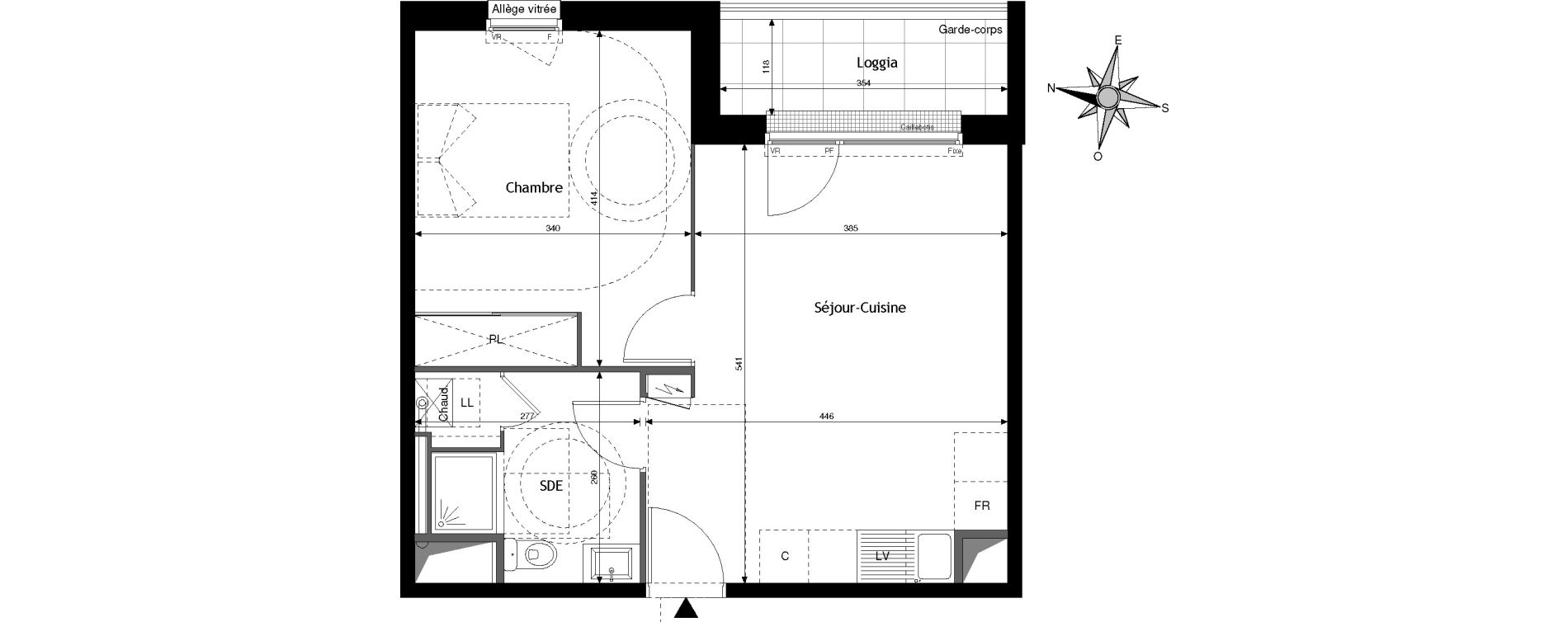 Appartement T2 de 42,09 m2 &agrave; Jou&eacute;-L&egrave;s-Tours Centre