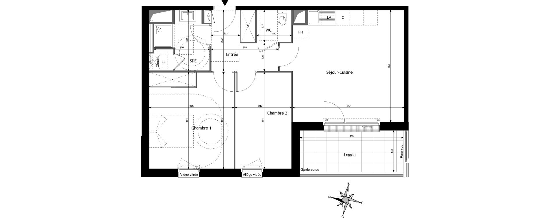 Appartement T3 de 48,40 m2 &agrave; Jou&eacute;-L&egrave;s-Tours Centre