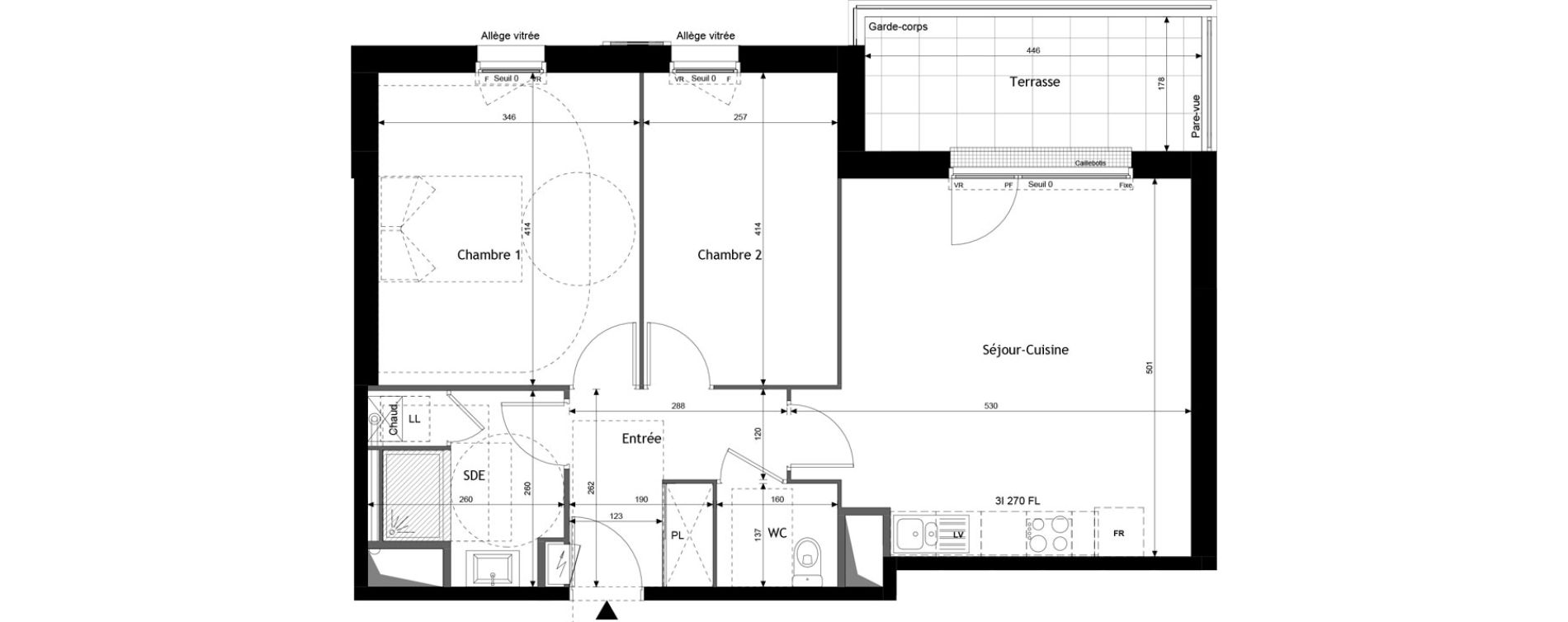 Appartement T3 de 62,43 m2 &agrave; Jou&eacute;-L&egrave;s-Tours Centre