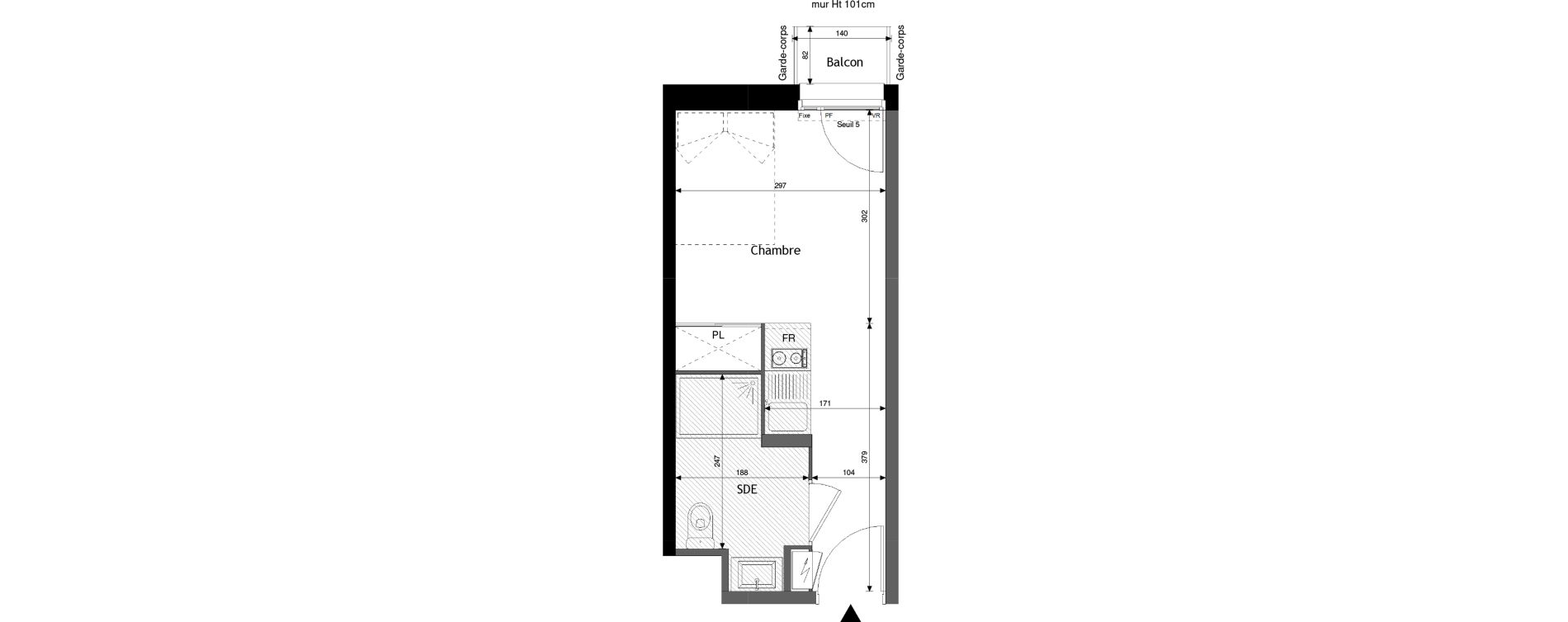 Appartement T1 de 19,17 m2 &agrave; Jou&eacute;-L&egrave;s-Tours Alouette grande bruere