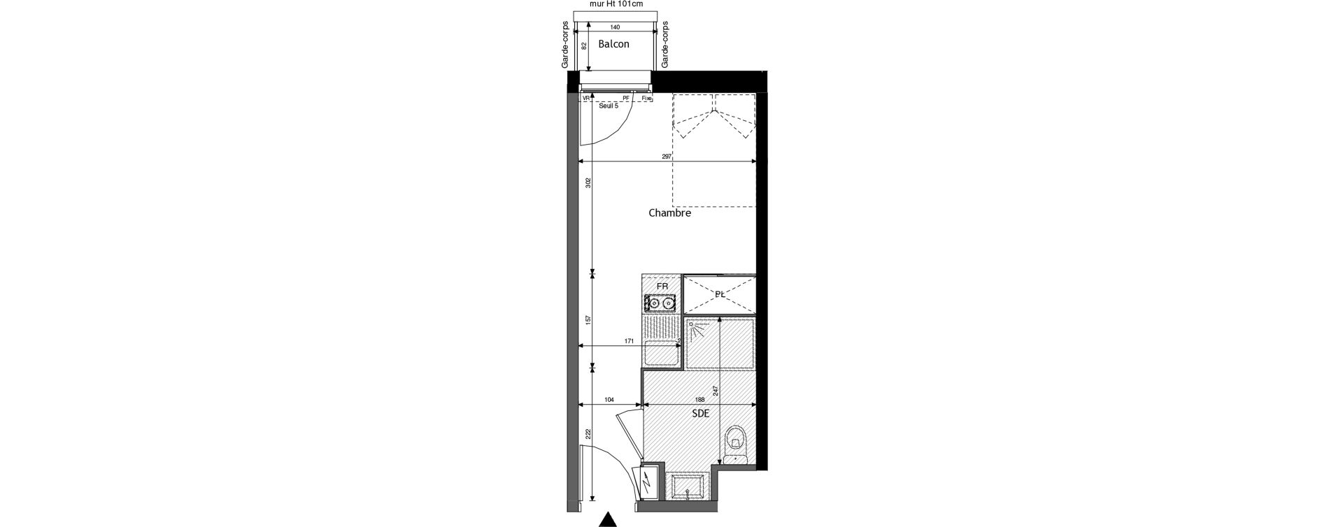 Appartement T1 de 19,26 m2 &agrave; Jou&eacute;-L&egrave;s-Tours Alouette grande bruere