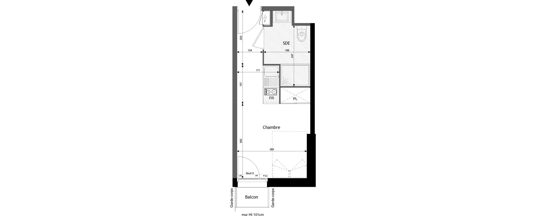 Appartement T1 de 19,04 m2 &agrave; Jou&eacute;-L&egrave;s-Tours Alouette grande bruere