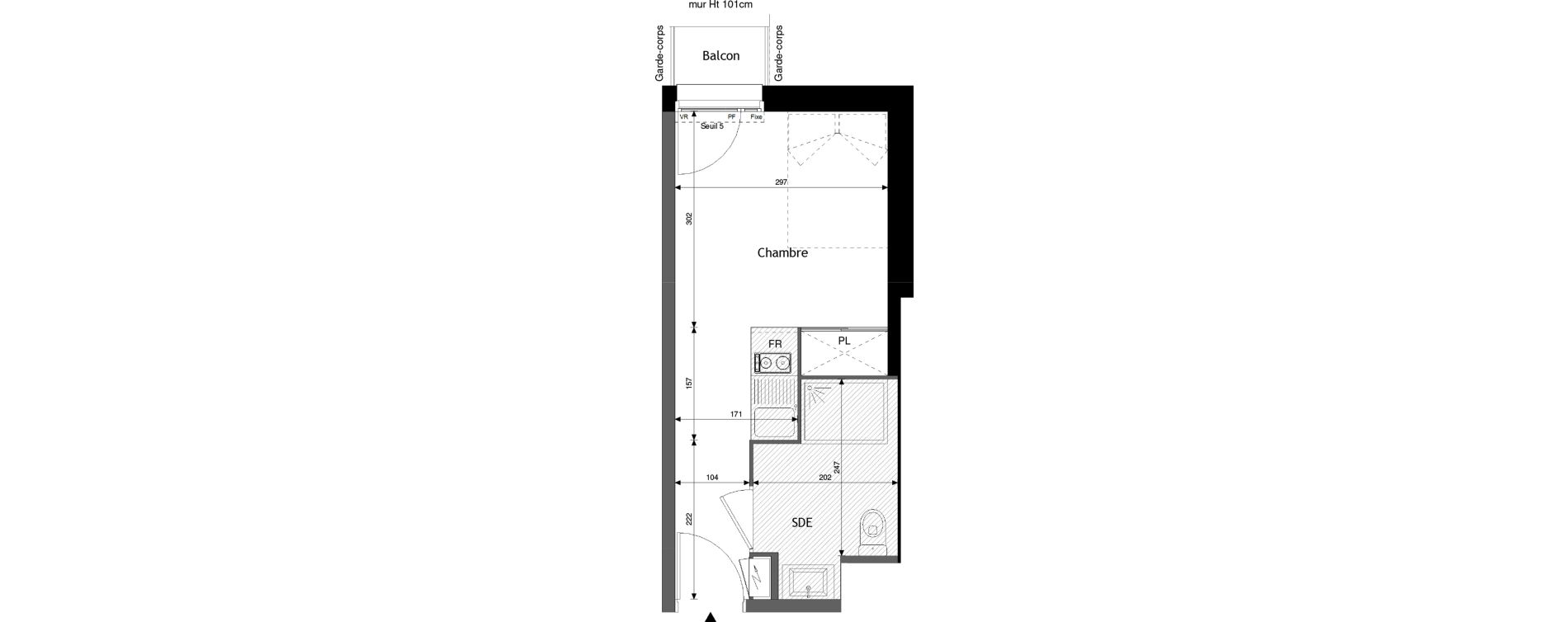 Appartement T1 de 19,66 m2 &agrave; Jou&eacute;-L&egrave;s-Tours Alouette grande bruere
