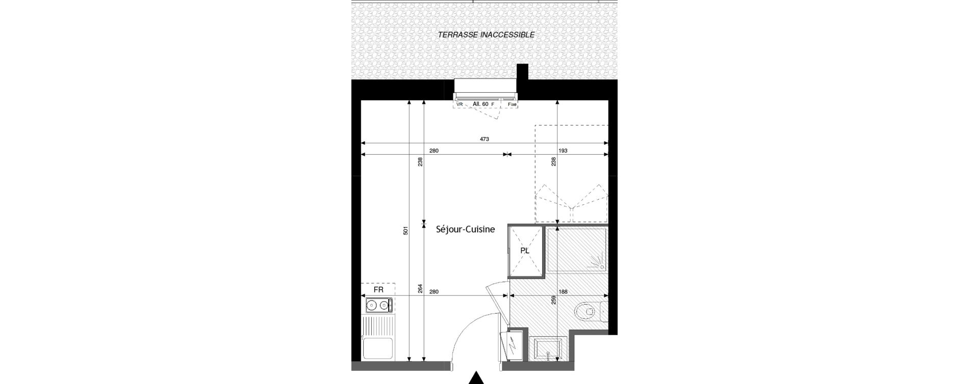 Appartement T1 de 22,76 m2 &agrave; Jou&eacute;-L&egrave;s-Tours Alouette grande bruere
