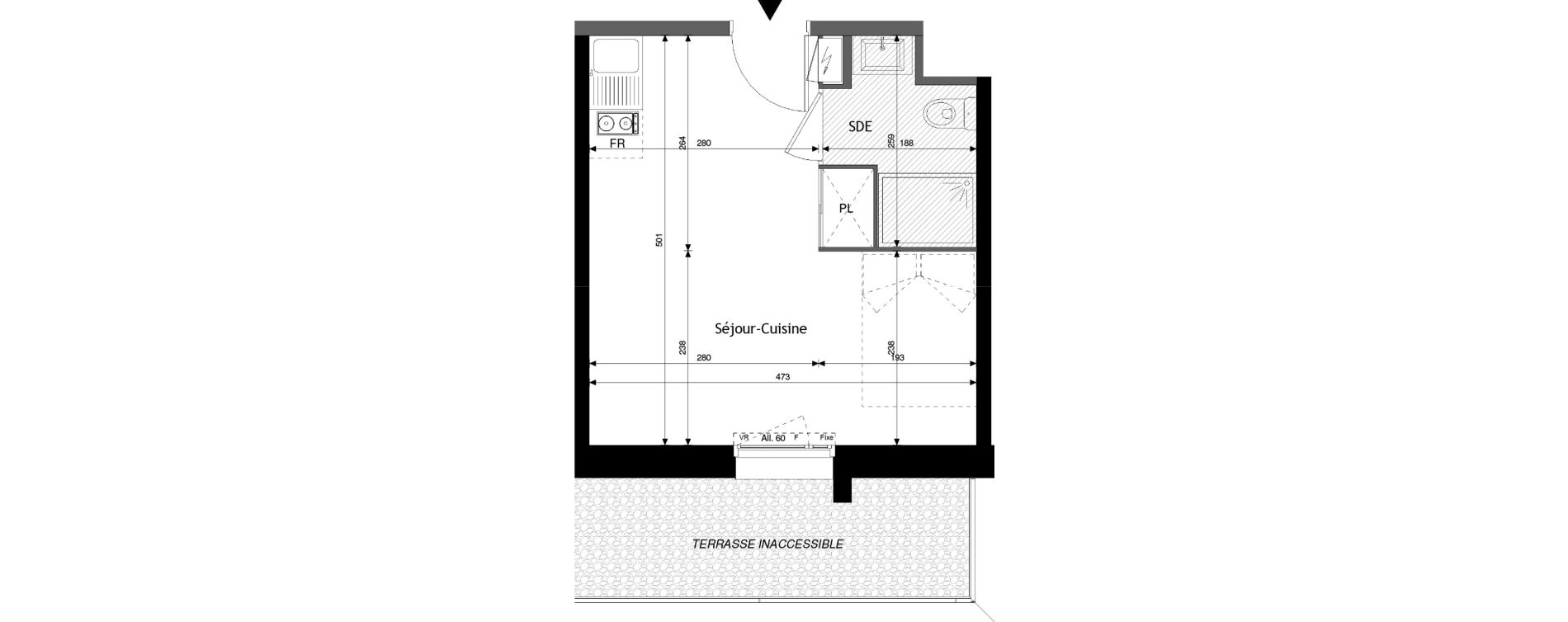 Appartement T1 de 22,76 m2 &agrave; Jou&eacute;-L&egrave;s-Tours Alouette grande bruere