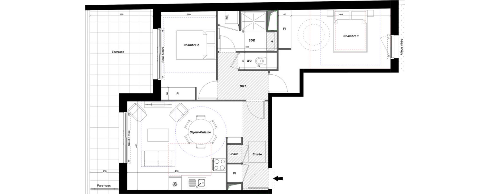 Appartement T3 de 64,70 m2 &agrave; Jou&eacute;-L&egrave;s-Tours Joue les tours centre