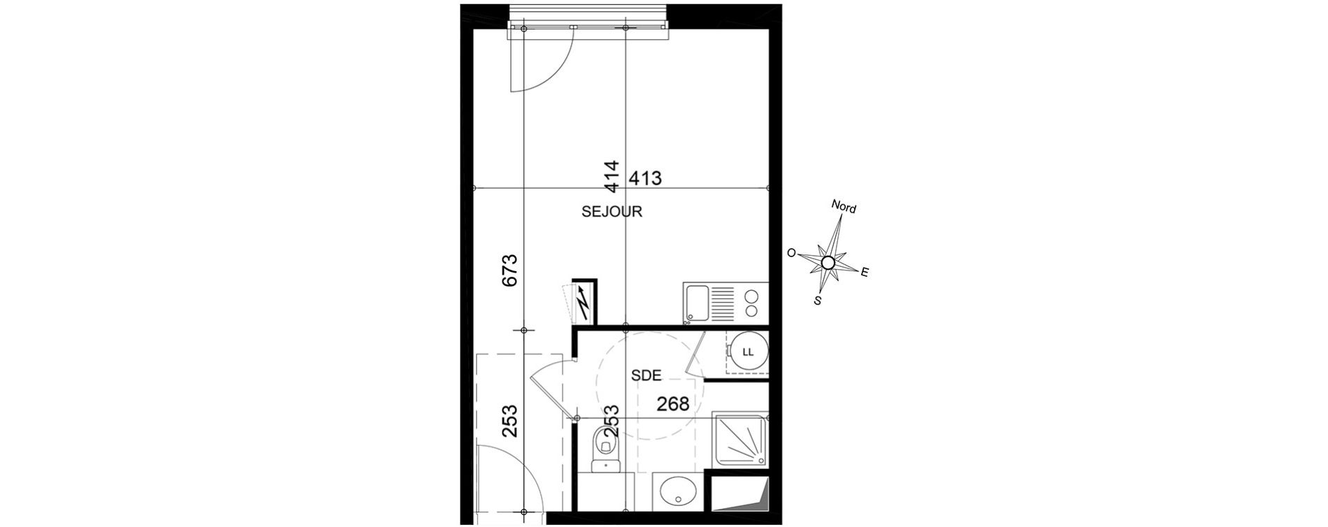 Appartement T1 de 26,67 m2 &agrave; Jou&eacute;-L&egrave;s-Tours Centre