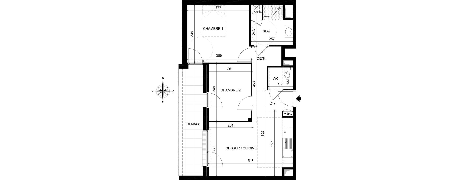 Appartement T3 de 54,46 m2 &agrave; Jou&eacute;-L&egrave;s-Tours Centre