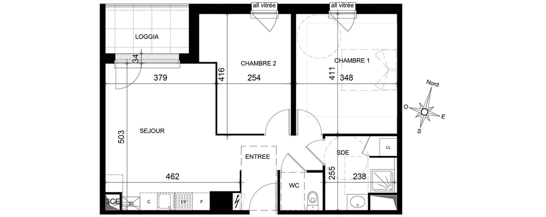 Appartement T3 de 58,63 m2 &agrave; Jou&eacute;-L&egrave;s-Tours Centre