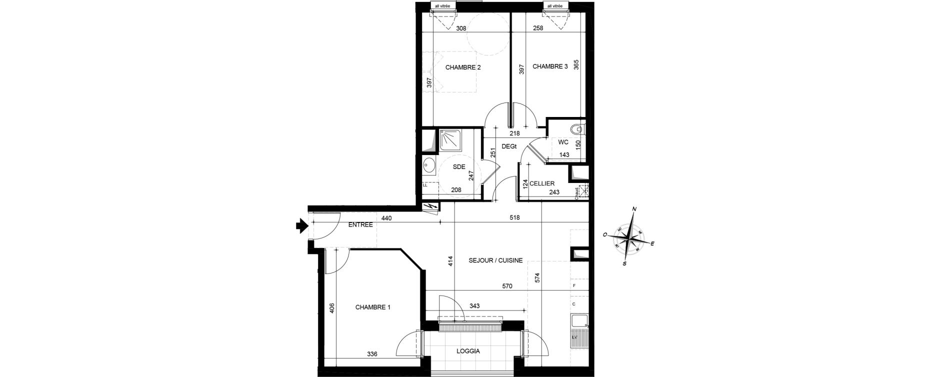 Appartement T4 de 81,05 m2 &agrave; Jou&eacute;-L&egrave;s-Tours Centre