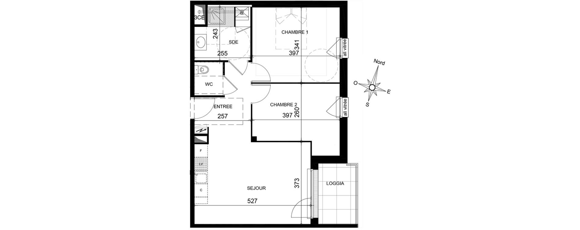 Appartement T3 de 58,68 m2 &agrave; Jou&eacute;-L&egrave;s-Tours Centre