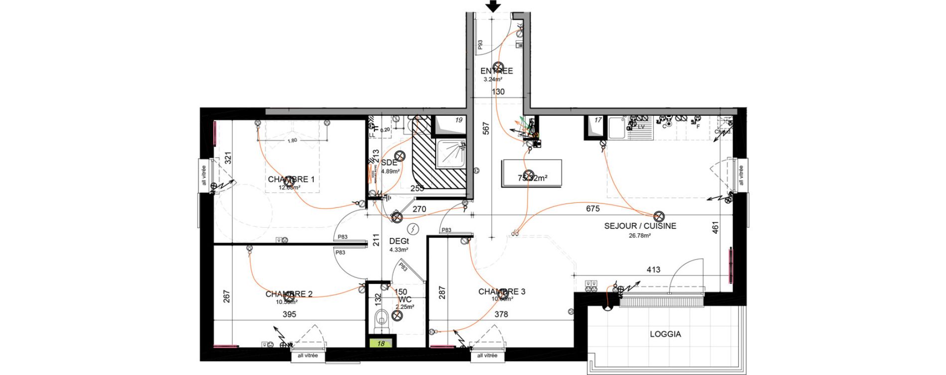 Appartement T4 de 75,32 m2 &agrave; Jou&eacute;-L&egrave;s-Tours Centre