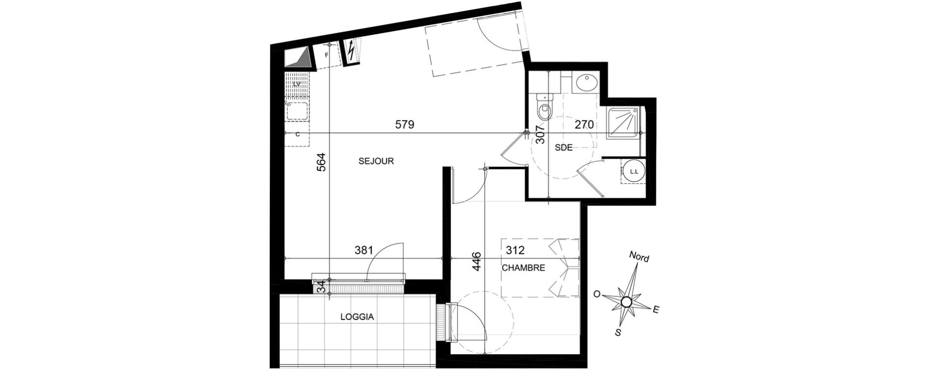 Appartement T2 de 49,32 m2 &agrave; Jou&eacute;-L&egrave;s-Tours Centre