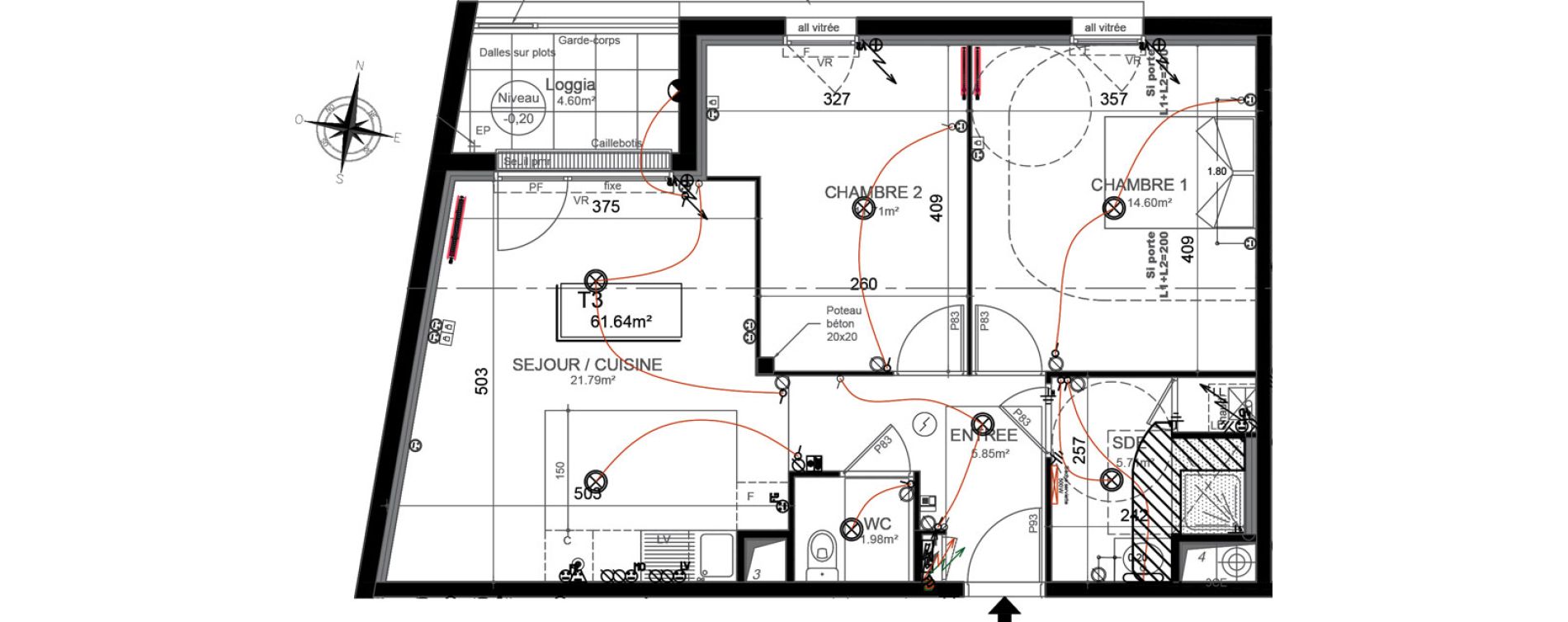 Appartement T3 de 61,64 m2 &agrave; Jou&eacute;-L&egrave;s-Tours Centre