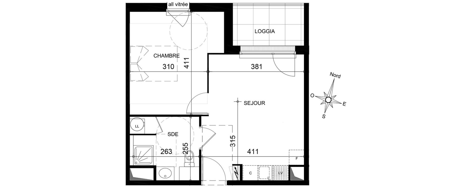 Appartement T2 de 39,35 m2 &agrave; Jou&eacute;-L&egrave;s-Tours Centre