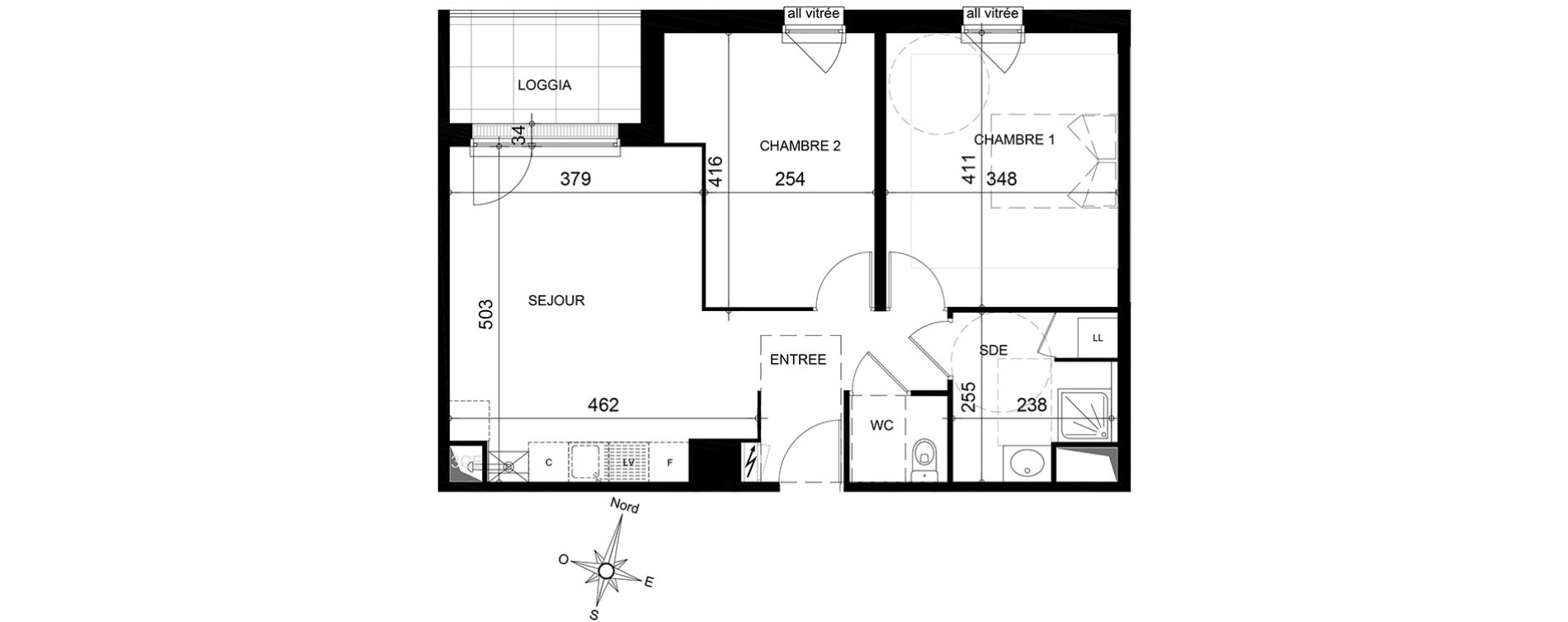 Appartement T3 de 58,63 m2 &agrave; Jou&eacute;-L&egrave;s-Tours Centre