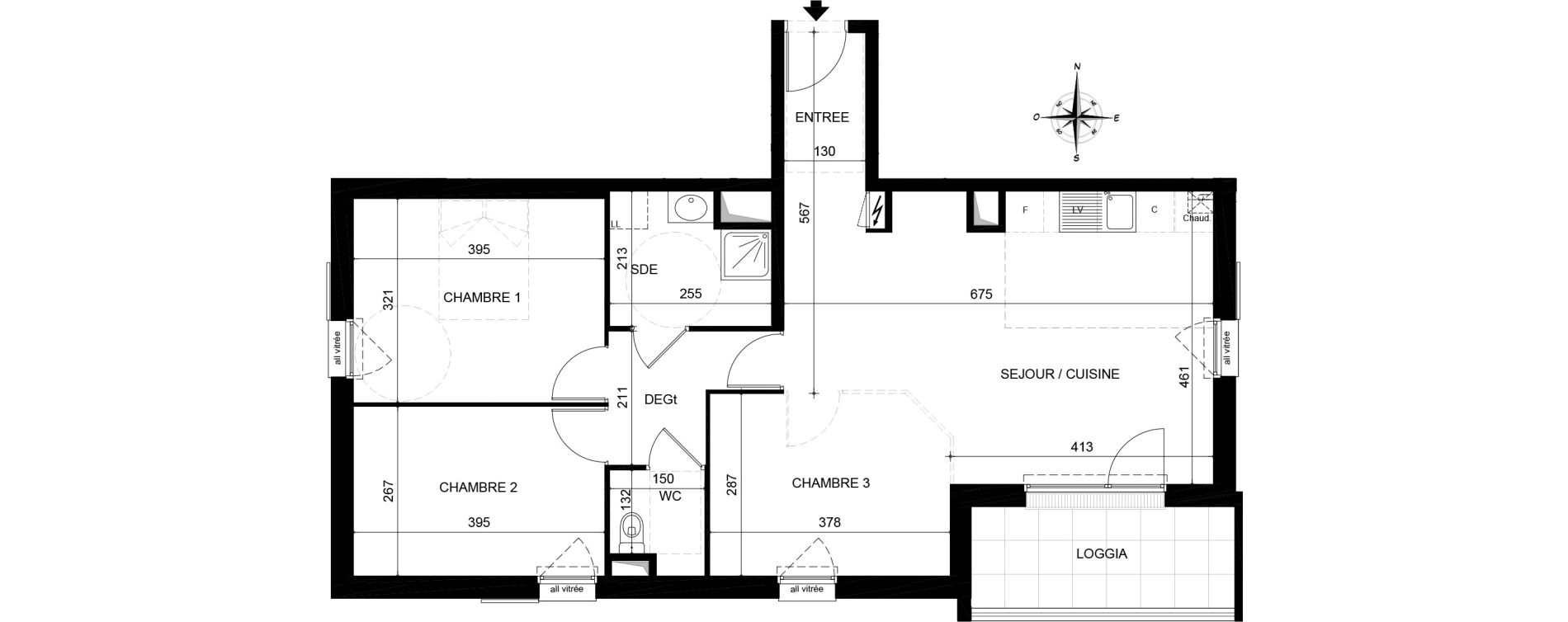 Appartement T4 de 75,32 m2 &agrave; Jou&eacute;-L&egrave;s-Tours Centre