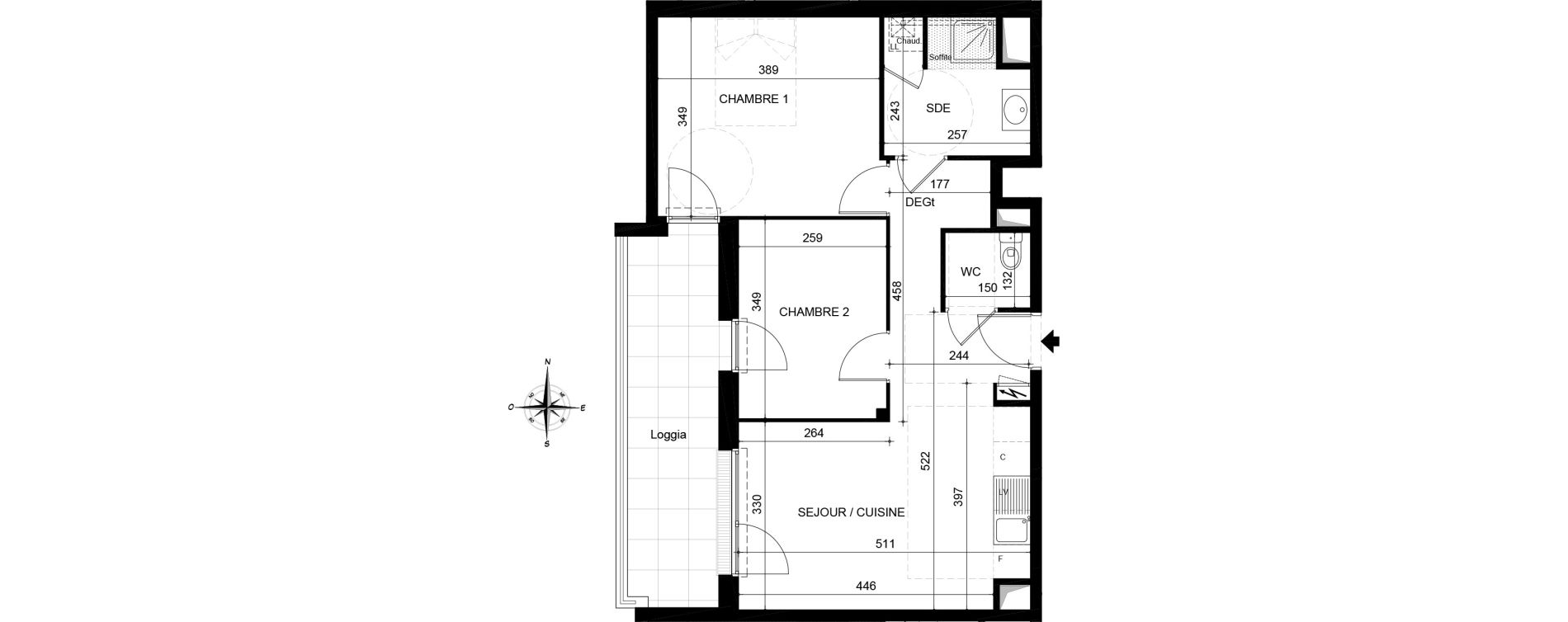 Appartement T3 de 54,74 m2 &agrave; Jou&eacute;-L&egrave;s-Tours Centre