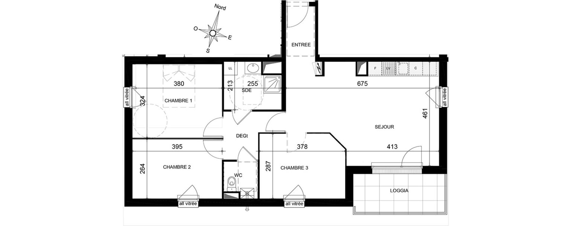 Appartement T4 de 75,31 m2 &agrave; Jou&eacute;-L&egrave;s-Tours Centre