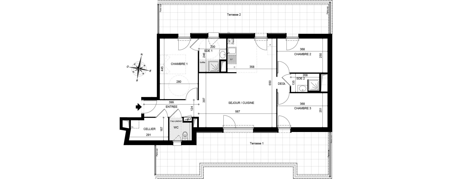 Appartement T4 de 82,75 m2 &agrave; Jou&eacute;-L&egrave;s-Tours Centre