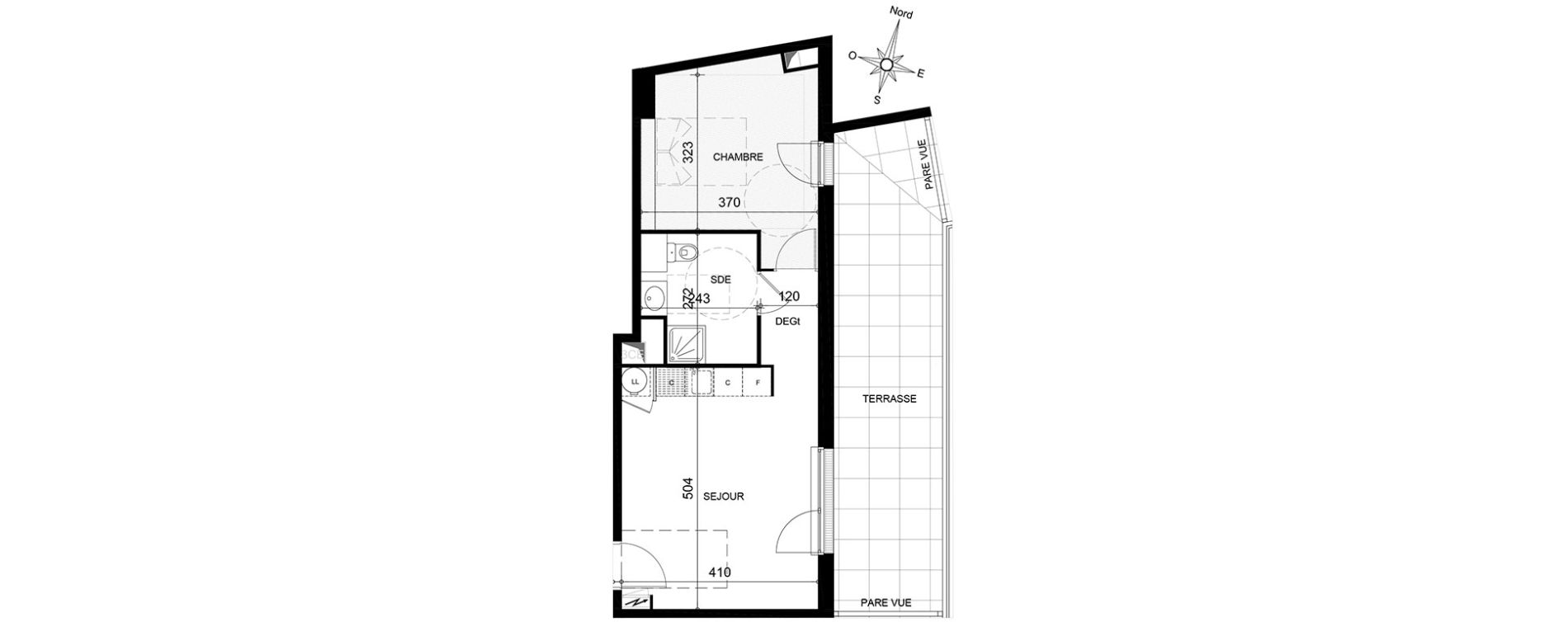 Appartement T2 de 42,25 m2 &agrave; Jou&eacute;-L&egrave;s-Tours Centre