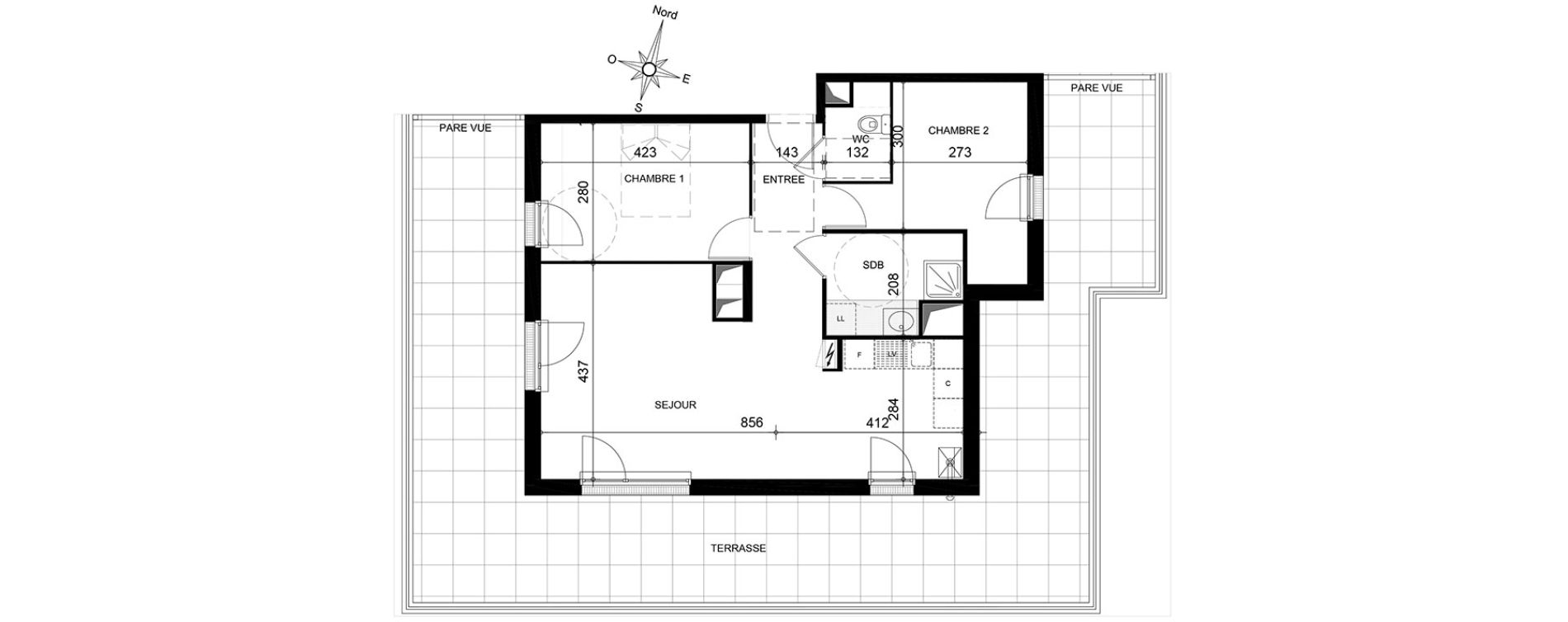 Appartement T3 de 66,10 m2 &agrave; Jou&eacute;-L&egrave;s-Tours Centre