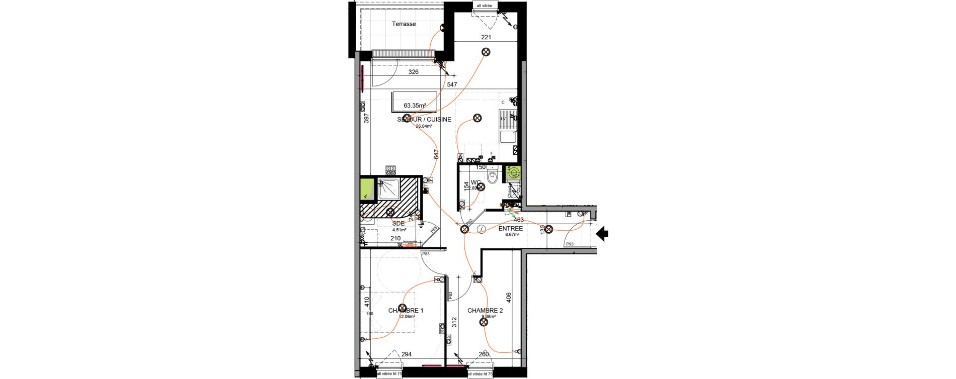 Appartement T3 de 63,35 m2 &agrave; Jou&eacute;-L&egrave;s-Tours Centre