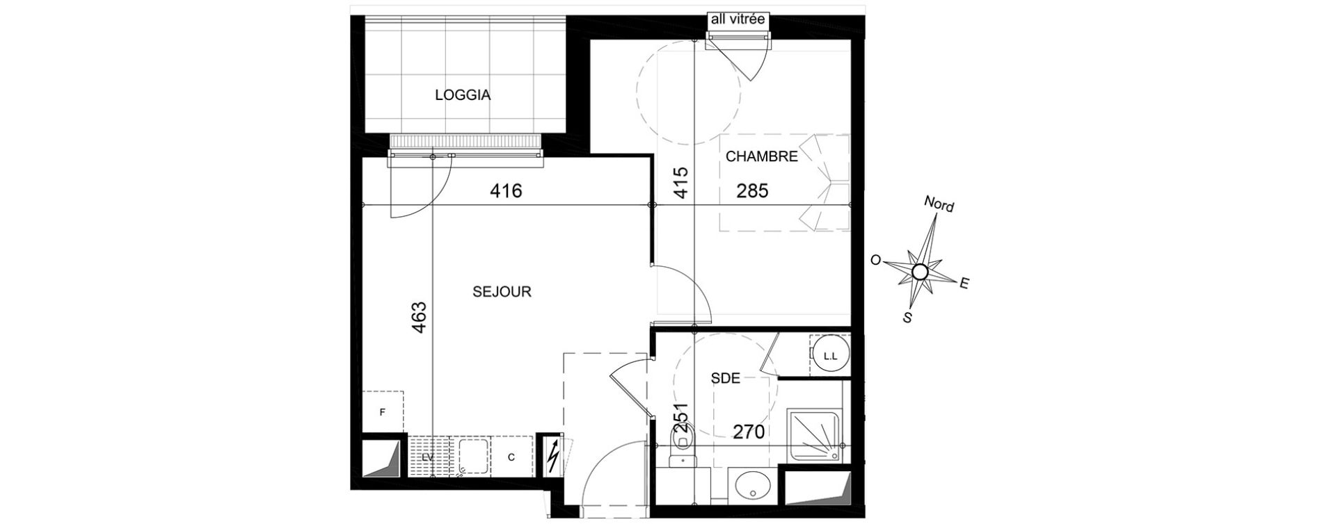 Appartement T2 de 38,67 m2 &agrave; Jou&eacute;-L&egrave;s-Tours Centre