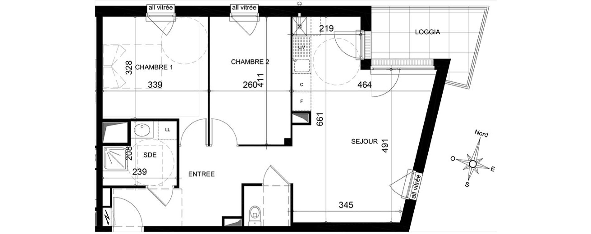 Appartement T3 de 61,68 m2 &agrave; Jou&eacute;-L&egrave;s-Tours Centre