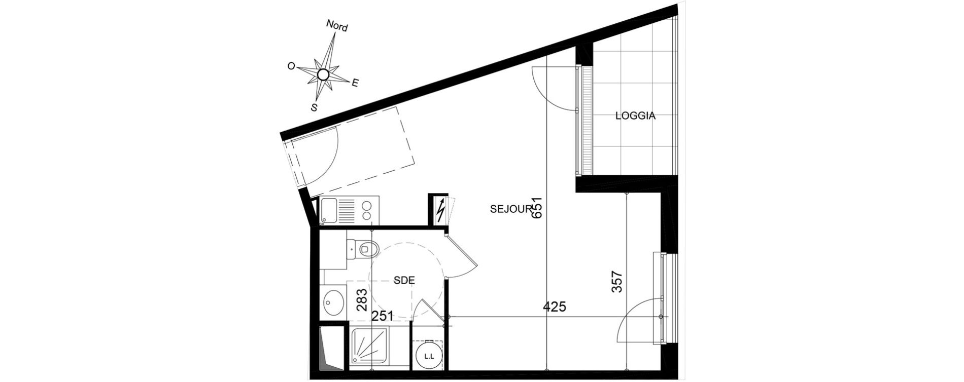 Appartement T1 de 34,26 m2 &agrave; Jou&eacute;-L&egrave;s-Tours Centre